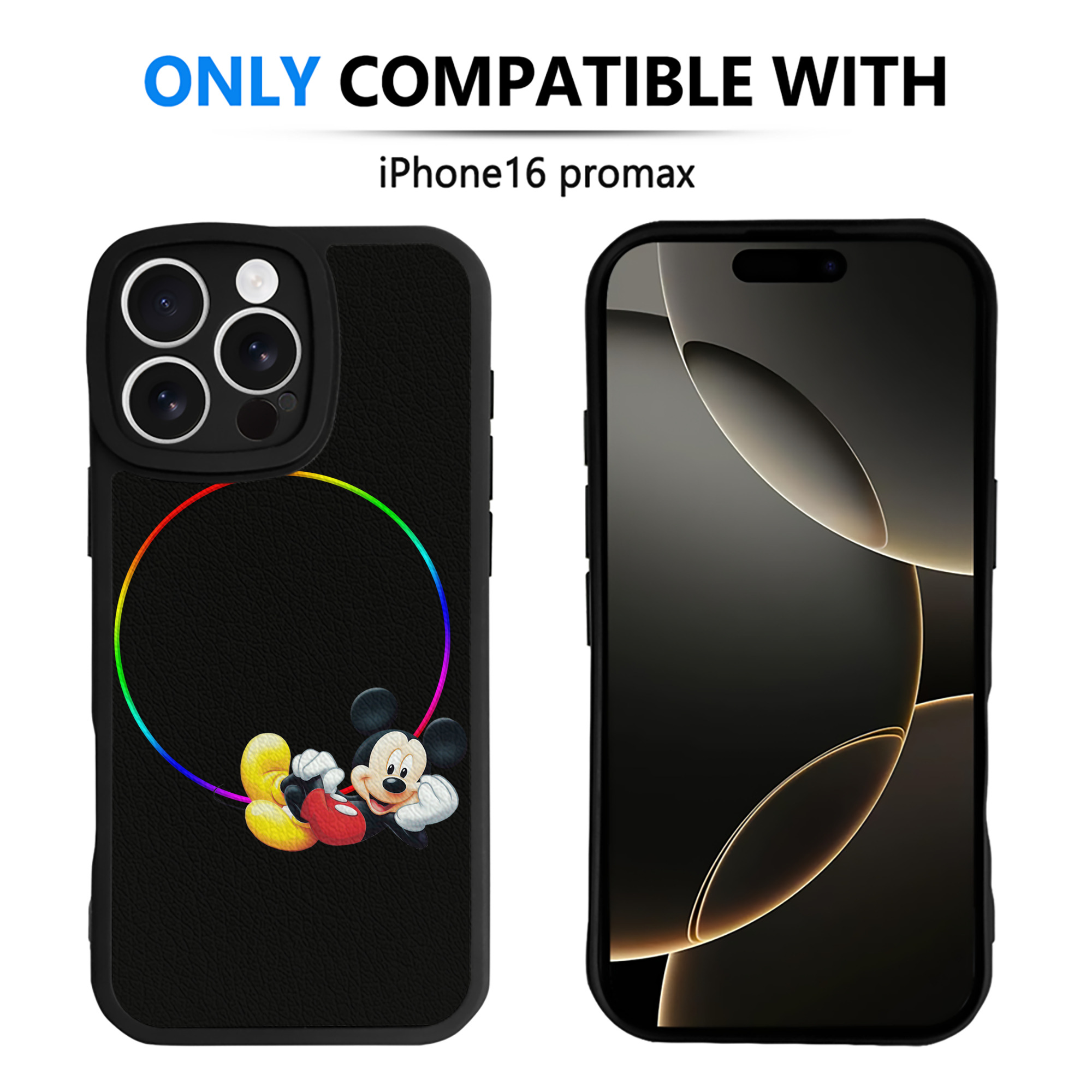 （画像用） ミッキーマウス Mickey Mouse 【iPhone 16シリーズ対応】シリコンスマホケース（レザー調） 材質：シリコン